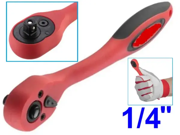 Ключ трещотка изогнутый Professional CrV 72z 1/4″