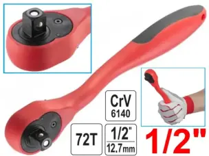 Ключ трещотка изогнутый Professional CrV 72z 1/2″