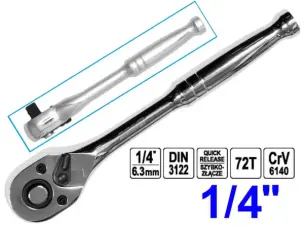 Ключ трещотка цельнолитой 125мм CrV 1/4″