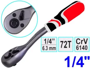 Ключ трещотка изогнутый Yato 155мм CrV 1/4″