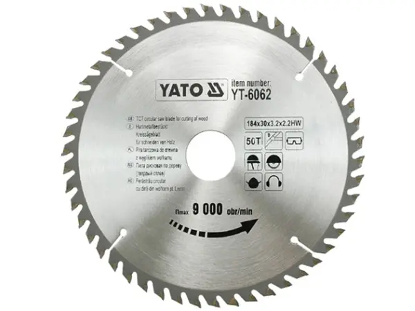  Профессиональный пильный диск по дереву Yato 184х30х50зубов