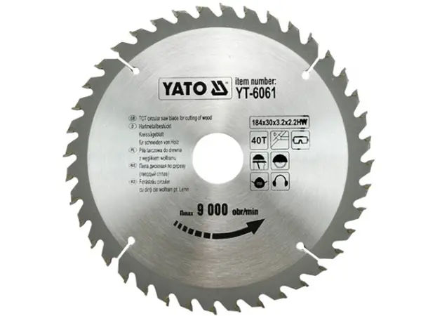 Профессиональный пильный диск по дереву Yato 184х30х40зубов