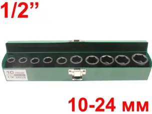 Ударные головки CrMo 1/2'' TopTul 10-24мм
