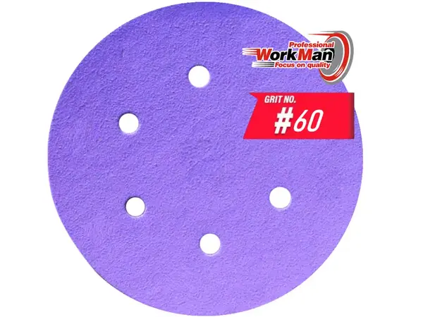 Круг WorkMan Ceramic P60 для грубой шлифовки 150 мм на липучке