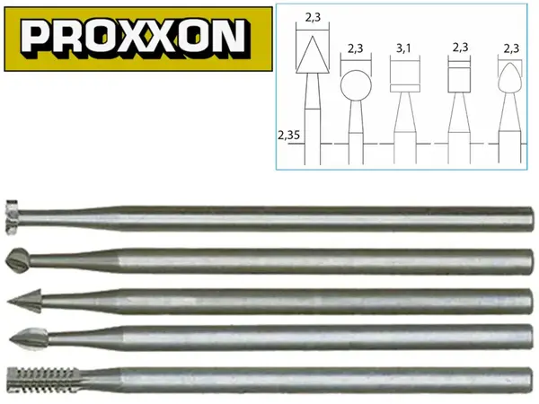 Набор борфрез по дереву Proxxon вольфрам-ванадий 5 шт для гравера