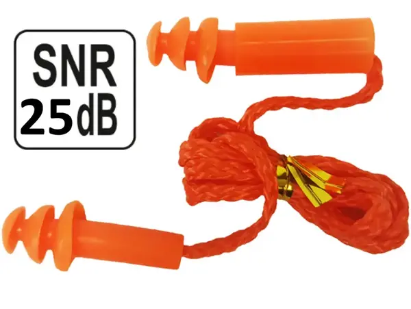 Беруши силиконовые со шнурком SNR 25 дБ многоразовые