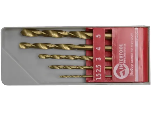 Набор из 5 сверл по металлу HSS Intertool