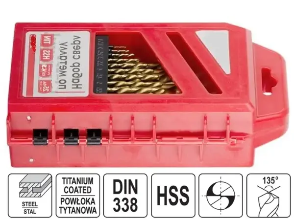Набор сверл по металлу HSS-TiN 25шт