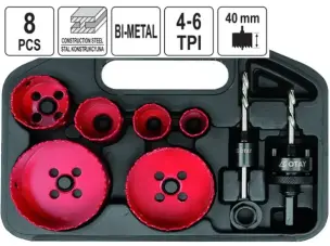 Набор биметаллических коронок 22-73 мм HSS M3 (8 шт, 4-6 TPI)