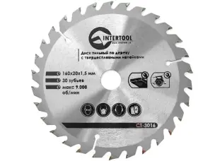 Диск пильный по дереву 160х20х30Т Intertool