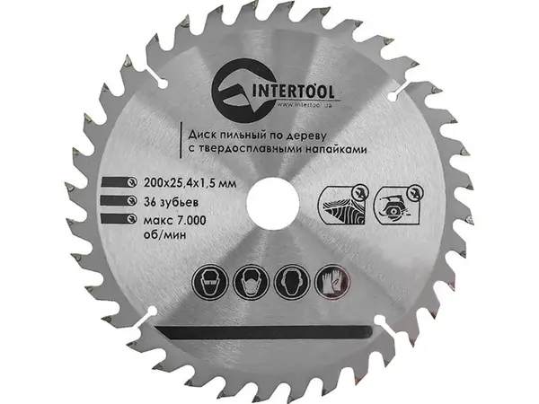 Диск пильний по дереву 200x25,4х36Т Intertool