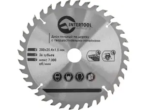 Диск пильний по дереву 200x25,4х36Т Intertool