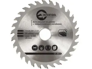 Диск пильный по дереву 185x20х18Т Intertool