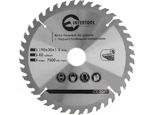 Диск пильный по дереву 190x30х40Т Intertool