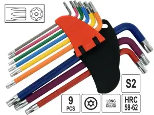 Набор ключей Torx S2 T10-T50 с отверстием (цветные)