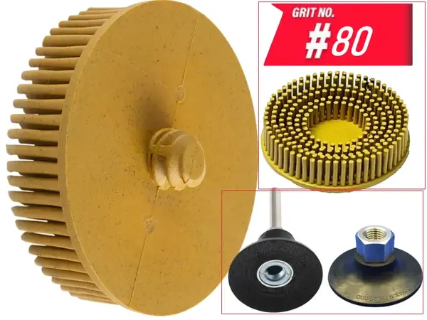 Абразивный щеточный диск WorkMan Bristle Р80 желтый под Roloc