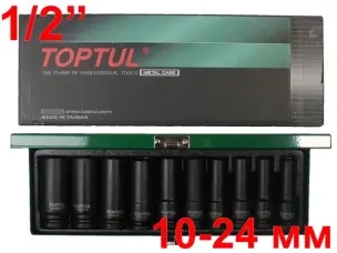Ударные головки CrMo 1/2'' TopTul 10-24мм удлиненные