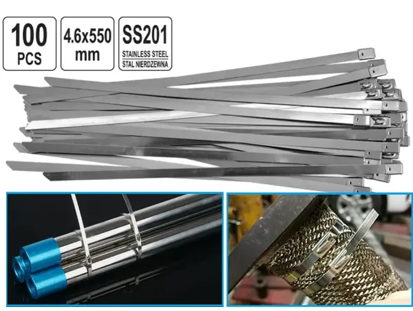 Стяжки кабельные нержавеющие 4,6x550 мм SS201 (100 шт)