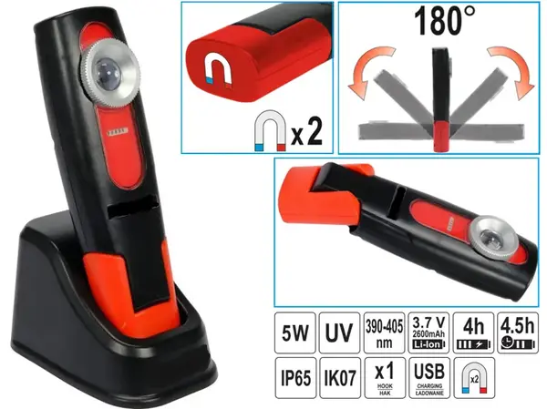 Ультрафиолетовый аккумуляторный фонарь UV LED 5W