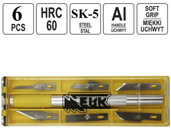 Нож-скальпель модельный 6 в 1, лезвия из стали SK-5 HRC 60