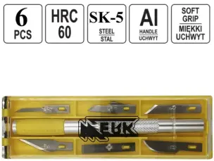 Нож-скальпель модельный 6 в 1, лезвия из стали SK-5 HRC 60