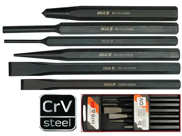 Набор выколоток и зубил CrV SET-6