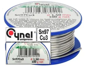 Безсвинцевий припій Cynel Sn97Cu3 1,5мм 100гр